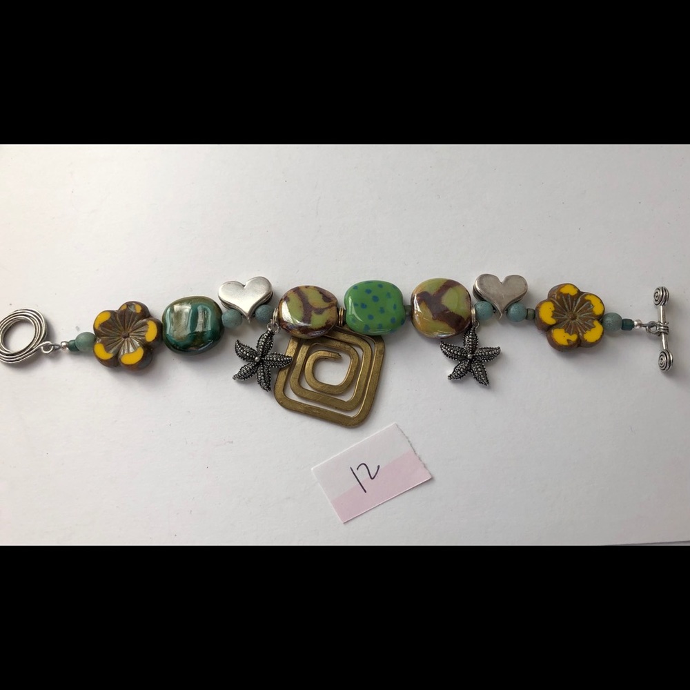 Starfish, flower & Swirl beaded bracelet (#12)